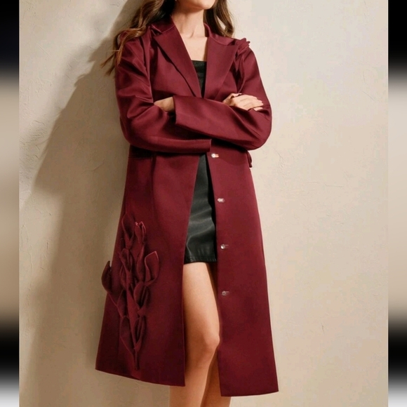 Elegant Design Handmade 3D Floral Loose Blazer Jacket For Women, Autumn - Picture 1 of 5